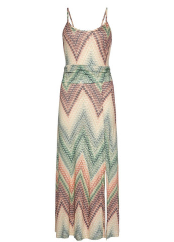 Бежевое повседневный платье Lascana с орнаментом