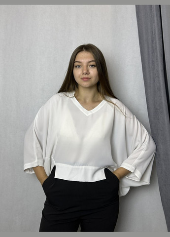 Белая демисезонная блуза женская с рукавами "летучая мышь" белая mktrg0540-1 Modna KAZKA