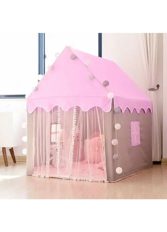 Дитячий ігровий намет будиночок з гірляндою лампочками 20 штук для дітей дівчаток 130х100х115 см (477140-Prob) Рожева Unbranded (294908248)
