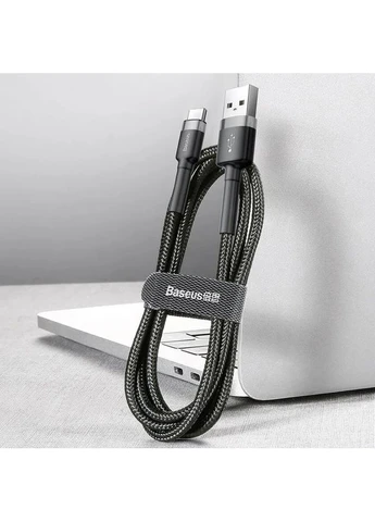 Кабель USB Type-C Baseus Cafule 3A плетёный 1м чёрный/серый No Brand (402844118)