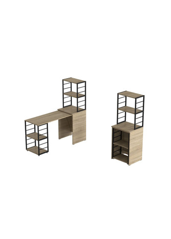 Стіл-тумба трансформер Смарт 3/2 з етажеркою 1430x1450x600 Чорний метал ДСП 16 мм (FRD-105119) Ferrum-decor (361944310)