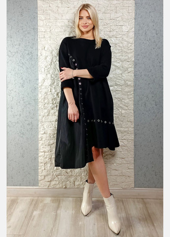 Черное повседневный, кэжуал платье оверсайз LUX LUNA однотонное