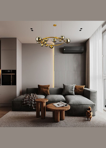 Бронзова 80см кругла люстра з куль на 15 ламп (918-LP267-15 DDG+BK) No Brand (370070102)