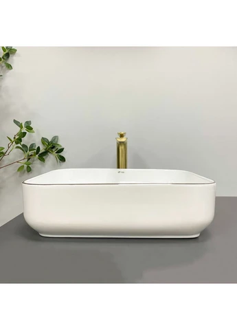 Умивальник (раковина) VBI PALERMO WHITE ROSE GOLD EDGE накладний No Brand (382822957)