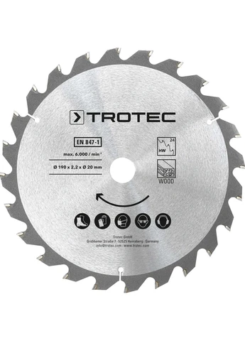 Диск пиляльний 190х20х2,2 HW24 Wood (3 шт) (6215001330) Trotec (392409192)