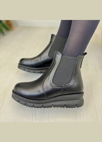 Зимние челси кожаные женские на танкетке.. 39 размер, на цигейке Vasha para