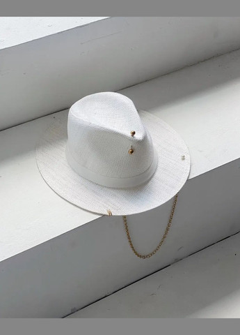 Капелюх жіночий на літо Федора біла з ланцюгом і шпилькою D.Hats (283022782)