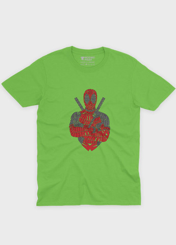 Салатовая демисезонная футболка для мальчика с принтом антигероя - дедпул (ts001-1-kiw-006-015-007-b) Modno