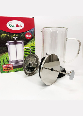Чайник заварник 1л CB-6410 1 л, Френч прессы стекло, Френч-пресс красивый, Френч TZ-108 для чая Con Brio (349512108)