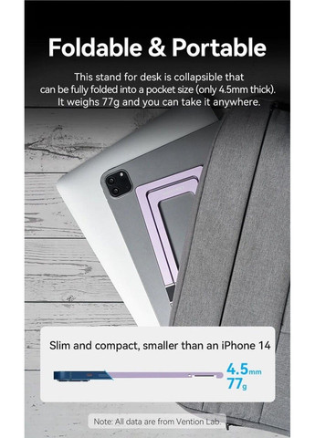 Держатель для телефона Portable Cell Phone Stand Holder Desk Aluminum Alloy Type Gray (KCZH0) Vention (369456853)