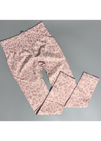 Розовые женские спортивные леггинсы (лосины) леопард принт для фитнеса и йоги No Brand