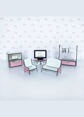 Кукольный домик Мини коттедж с органайзером с мебелью гостинная розовый (kdl001op) NestWood (311300752)