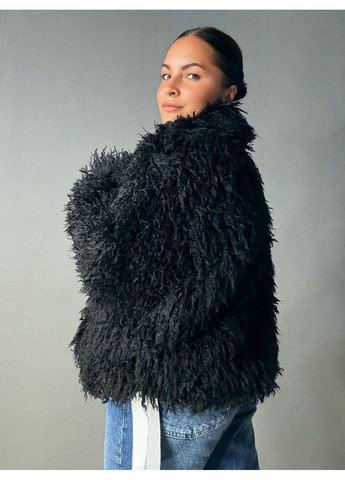 Шуба женская 10018 искусственная под ламу с воротником черная Lady yep (354178749)