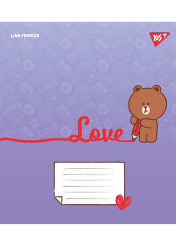 Набір зошитів Line Friends. Love letter А5 в лінійку 12 аркушів 25 шт. () Yes 766948 (337471690)