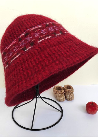 В'язана Зимова Шапка Тепла Панама Вовняний Капелюх для Жінок у Ретро Стилі з Орнаментом 55-59 см No Brand в'язана шапка панама (365301163)