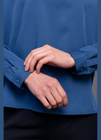 Синяя женская блуза с манжетой (ll136210068) LadyLike