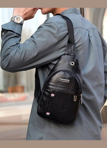 Чоловіча сумка слінг однолямковий рюкзак шкіряний вініл через плече на блискавці No Brand (305403921)