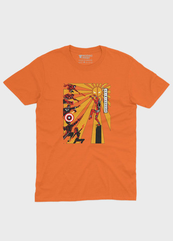 Оранжевая демисезонная футболка для мальчика с принтом антигероя - дедпул (ts001-1-ora-006-015-020-b) Modno