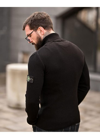 Чоловічий в'язаний демісезонний гольф чорний Stone Island (371684758)