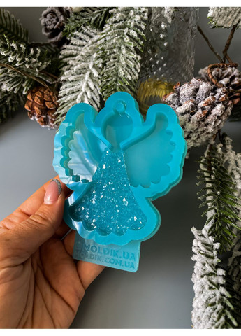 Молд Янгол у кристалічній сукні форма для новорічних іграшок на ялинку силіконова форма для епоксидної смоли No Brand (370566592)