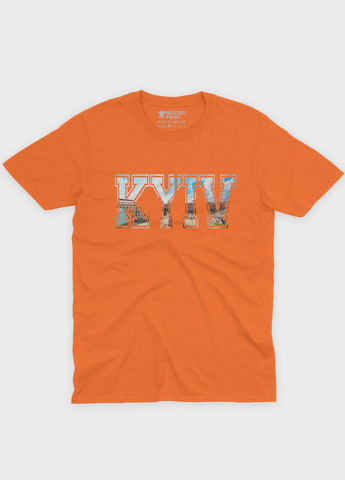 Оранжевая мужская футболка с патриотическим принтом киев (ts001-3-ora-005-1-067) Modno