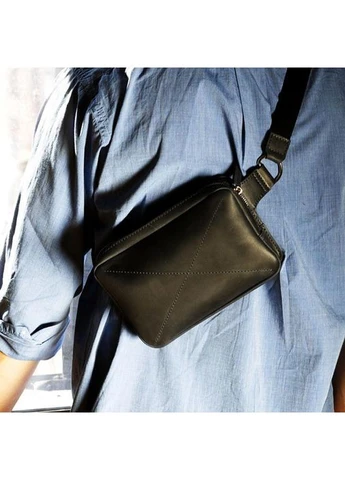 Кожаная поясная сумка Dropbag Mini черная Crazy Horse BlankNote (398246698)