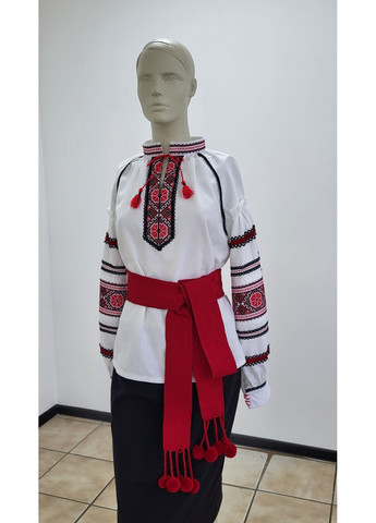 Комбинированная женская рубашка с вышивкой (ручная) и кружевом на домотканом полотне "карминовая" Hand Made узор украинская символика свободная хлопок (369617171)