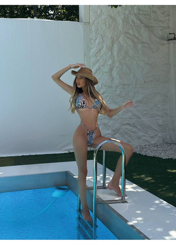 Комбінований літній неймовірно ефектний купальник в анімалістичному стилі роздільний Vakko