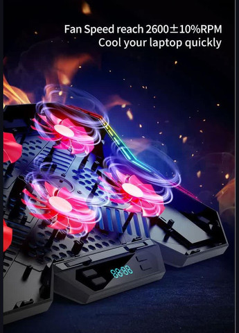 Підставка для ноутбука з охолодженням K40 з RGB-підсвіткою Laptop Cooling Pad Grey VHG (334305071)