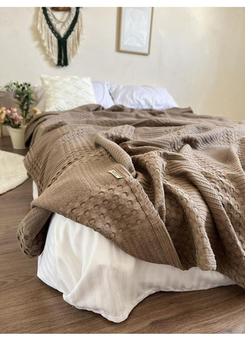 Покрывало Марокко вафельное хлопковое цвета капучино 200х230 см ZEINTEX (315347012)