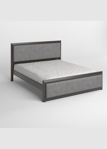 Двуспальная деревянная кровать Барселона Б4 (RAL9011)/Аляска 93 (Серый) 180х200 см (MBG-14015) Mebigrand (368281805)