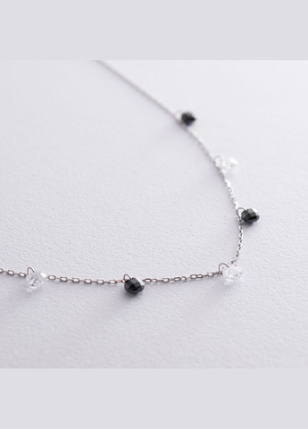 Срібне кольє з чорними і білими фіанітами 181030 40 Oniks (264024279)
