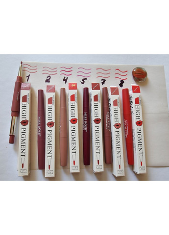 Набор 3 шт Матовая помада + карандаш для губ MISS ROSE, водостойкие пигменты. Dragon (366668665)