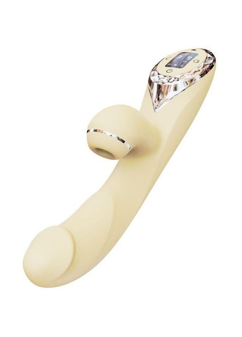 Вакуумний вібратор-кролик з підігрівом KisToy A-King Pro Yellow, з LED-екраном SO4081 KissToy (303908153)