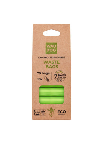 Пакеты из биоразлагаемого полиэтилена 20х25 см 10 рулонов по 7 шт (упаковка 70 шт) WAUDOG (354702177)