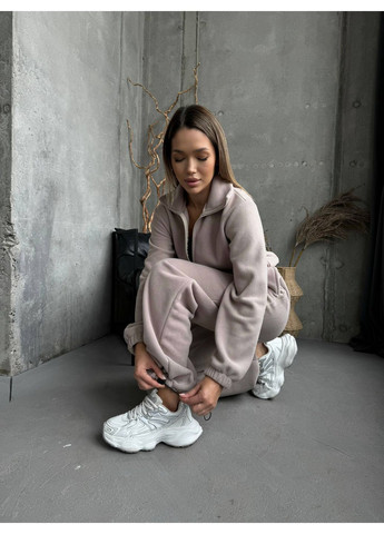 Комбінезон жінкам No Brand однотонний кавовий кежуал фліс