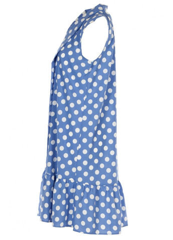 Голубое повседневный платье с бантом и воланом (ll196413361) LadyLike