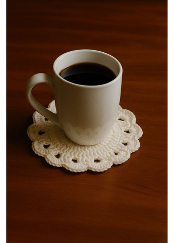 Підставки під чашки в'язані білі 12 см (набір з 3 шт), подарунок жінці No Brand (365627092)