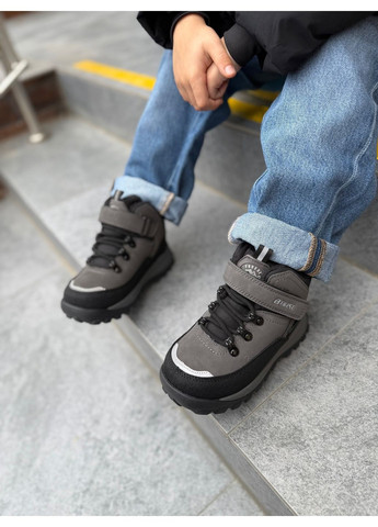 Серые зимние термоботинки для мальчиков от bi&ki. Biki