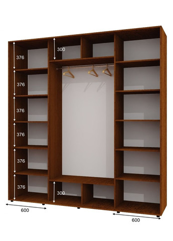 Шкаф-купе трехдверный 220*60*220 Орех лесной Зеркало с пескоструйным рисунком ШК-05 Алекса (360458976)