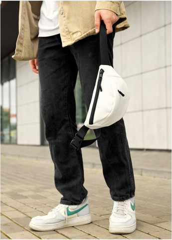 Чоловіча сумка бананка на пояс з екошкіри Біла (774024815) Sambag (361244888)