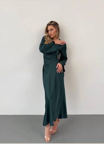 Зелена повсякденний сукня жіноча - довжина максі, однотон JUGO однотонна