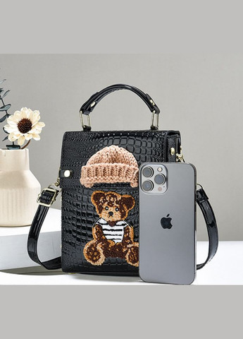 Женская лаковая мини сумочка с медведем Темно-коричневый No Brand (302391183)