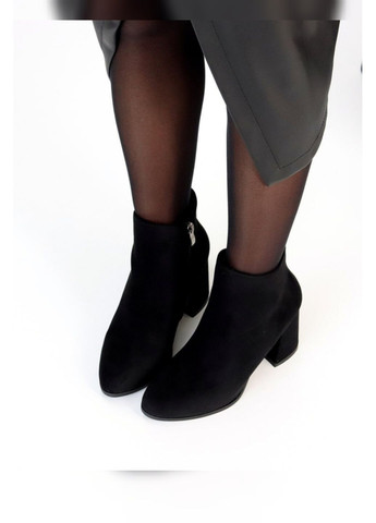 Чорні демісезонна чорні демісезонні ботильйони жіночі на каблуку з еко замші Mengfuna Ботильйони