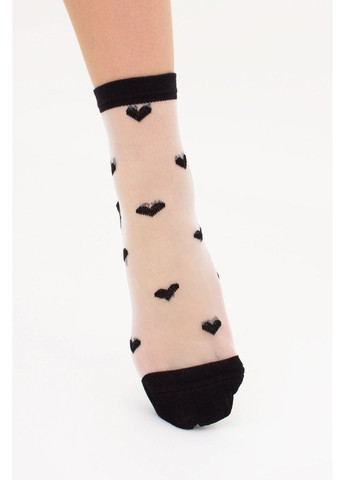 Чорні шкарпетки жіночі прозорі Giulia сердечка (351854109)