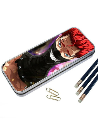 Пенал школьный для мальчика и девочки металлический Черный клевер #008 7*18 см Silver No Brand (309159977)