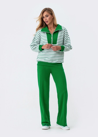 брючний костюм із кофтою в смужку зелений Dressa (282727024)