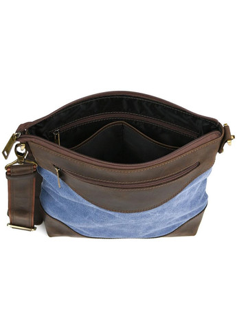 Сумка планшет через плече з натуральної шкіри та текстилю чоловіча для документів та для телефону середня Синій 40287 TARWA (361348798)