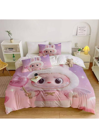 Полуторный комплект постельного белья из микросатина Лабубу (Labubu) 11 Україна ТД (369659024)