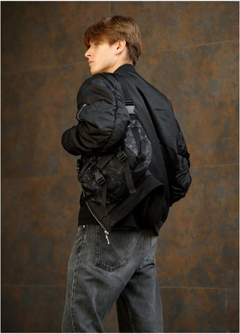 Большая мужская поясная сумка бананка DynamicDart черный принт (R-80411702m-VS) Sambag (302450375)